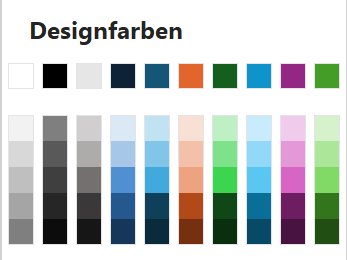 Screenshot der neuen Designfarbpalette in einem PowerPoint-Farbmenü