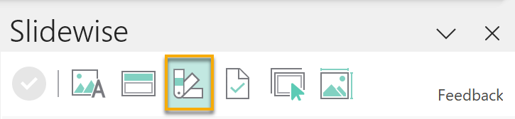 Screenshot Slidewise: Icon-Menü mit markiertem Farbfächer-Icon