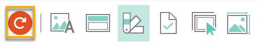 Screenshot Slidewise: das Icon-Menu, neben dem sich links ein roter Punkt mit einem runden Pfeil befindet. Der Punkt ist markiert